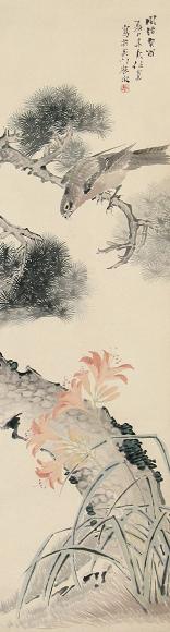 任薰 癸酉(1873年)作 松鹰图 立轴 设色纸本