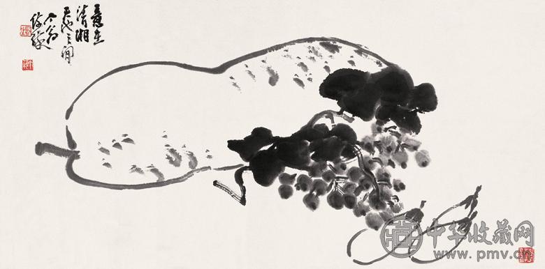 王个簃 仿八大 青藤笔意图 镜心 水墨纸本