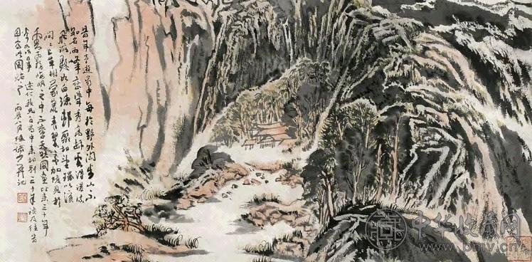 陆俨少 1976年作 蜀中山水图 镜心 设色纸本