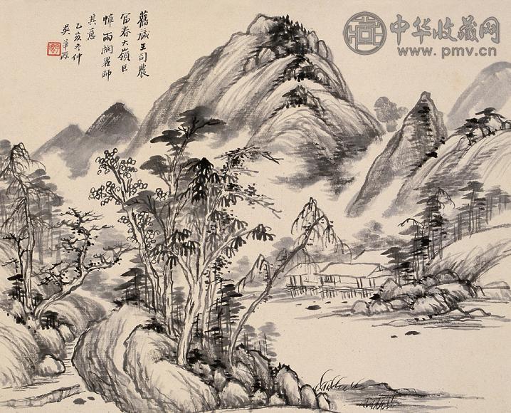 吴华源 乙亥(1935年)作 山水 立轴 水墨纸本