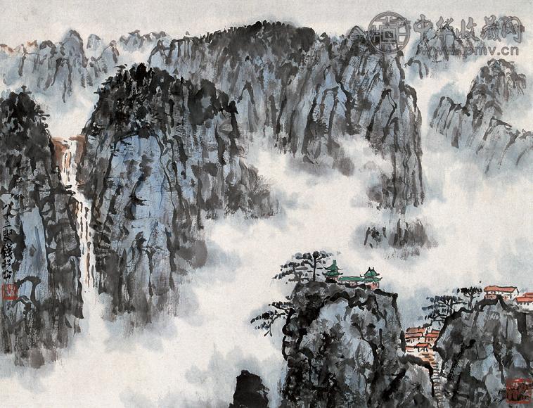 钱松喦 黄山云烟 镜心 设色纸本