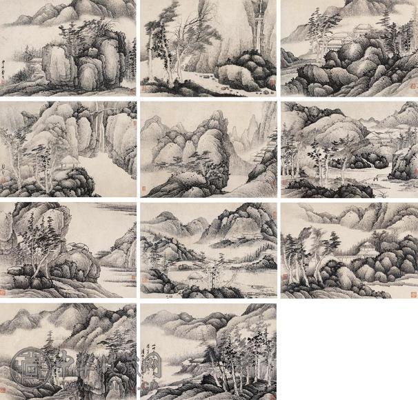 龚贤 溪山秋兴图册 册本(11开) 水墨纸本