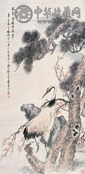 潘振镛 辛亥(1911年)作 松鹤延年 立轴 设色纸本