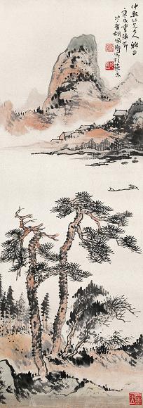 胡佩衡 1940年作 秋渡图 镜心 设色纸本