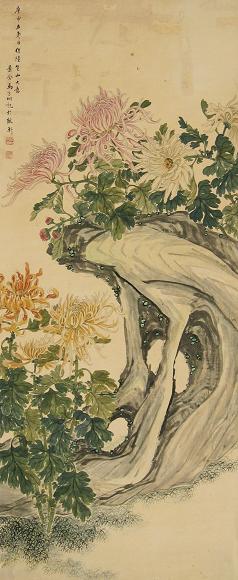 马家桐 庚申(1920年)作 花卉 立轴 设色纸本