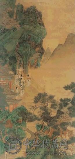 仇英(款) 山水人物 立轴 设色绢本