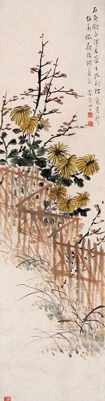 吴杏芬 菊花 立轴 设色纸本