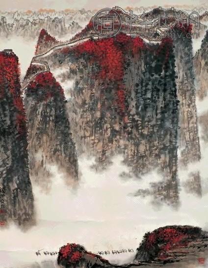 钱松嵒 长城 镜心 设色纸本