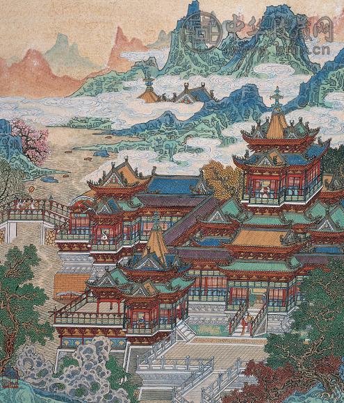 黄秋园 仙山楼阁 镜心 设色纸本