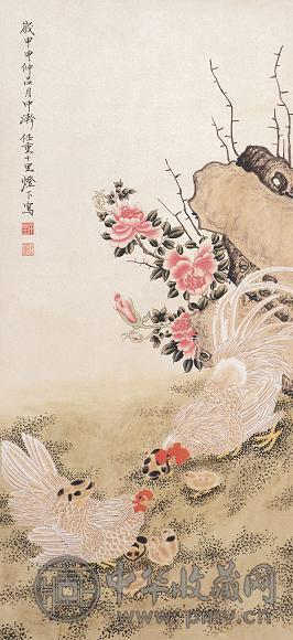 任重 2004年作 花鸟 立轴 设色纸本