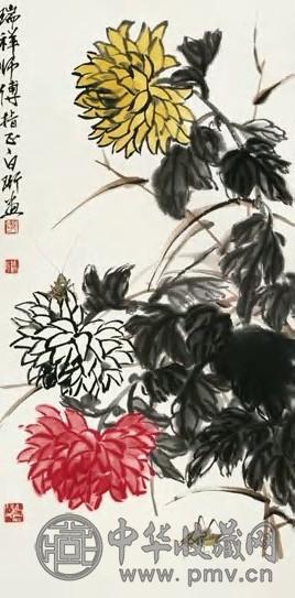 白珩 秋菊草虫图 镜心 设色纸本