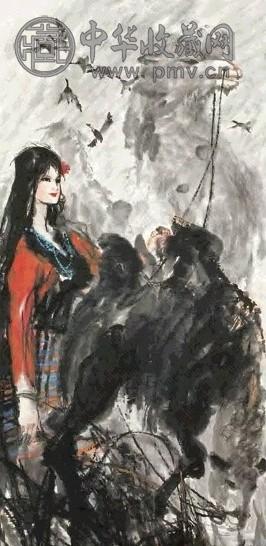 石齐 人物 立轴 设色纸本