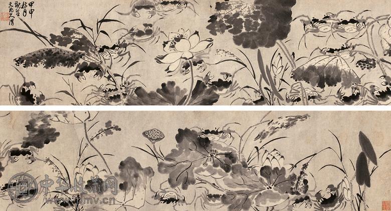 徐渭(款) 1584年作 蟹趣 手卷 水墨纸本