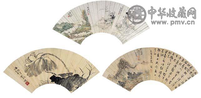 王素 王石谷(款)等 山水 花卉(6件) 扇面 设色纸本