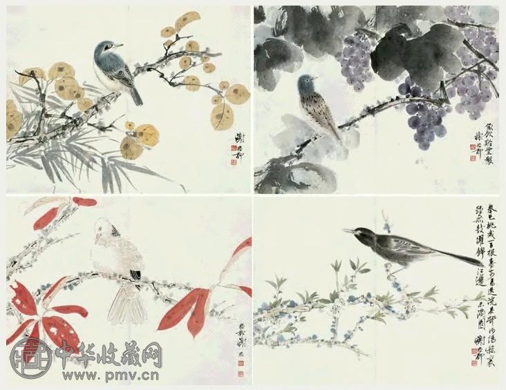 谢稚柳 花鸟 册页 十开 设色纸本