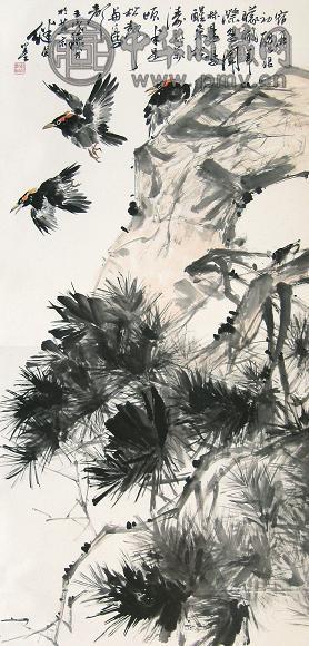 刘继卣 壬戌(1982年)作 花鸟 立轴 设色纸本