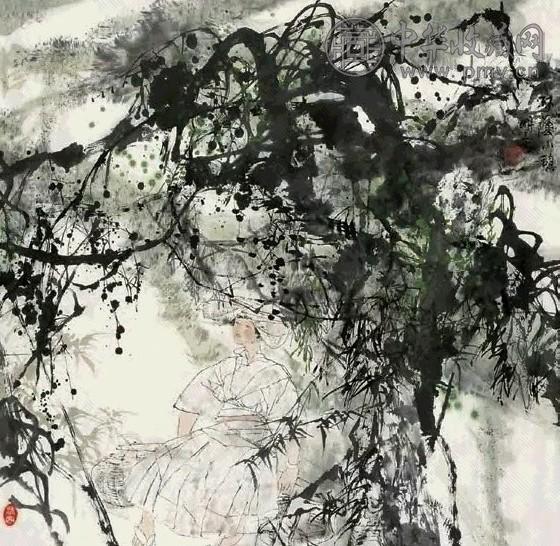 王明明 林荫小息 镜心 设色纸本