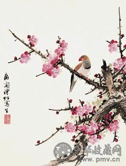 清 溥佐 梅花小鸟 轴