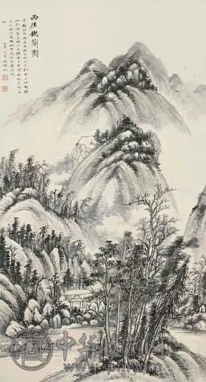 吴湖帆 1932年 西锲简图 立轴 水墨纸本