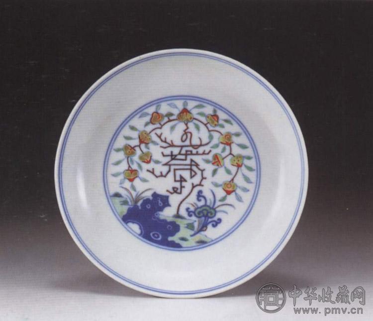 清乾隆 斗彩花卉寿字盘