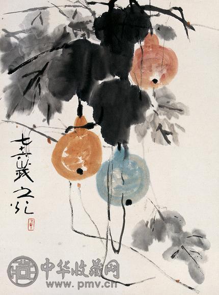 谢之光 无极图 立轴 设色纸本