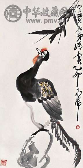 丁衍庸 乙卯(1975年)作 孔雀 立轴 设色纸本