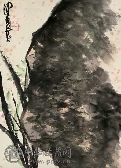 陈佩秋 青石香兰图 立轴 设色纸本