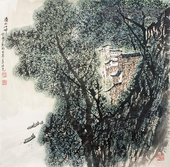 张登堂 清水江畔 镜心 设色纸本