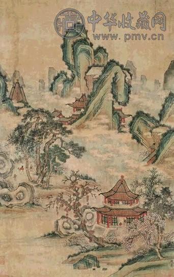 仇英 山水 镜心 设色