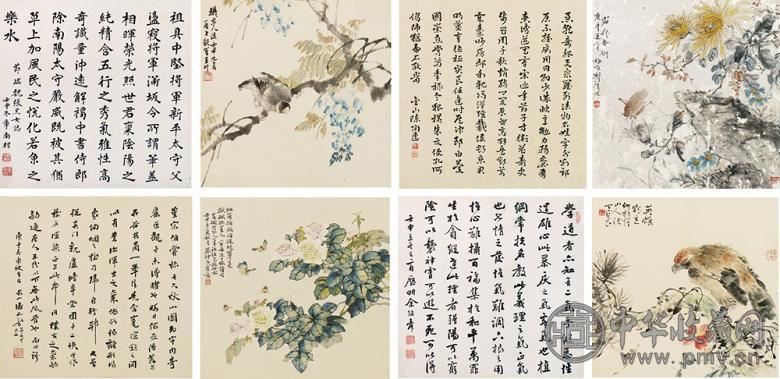 丁宝书 戴师石 王龙笙等 英雄独立 花卉 花鸟 花虫 书法 镜心 设色纸本