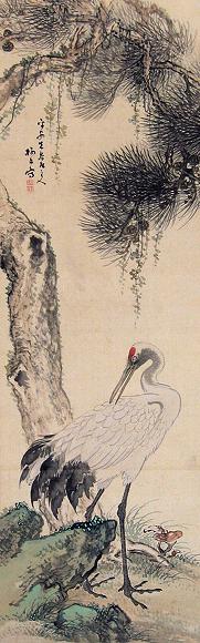 程征 松鹤 立轴 设色绢本