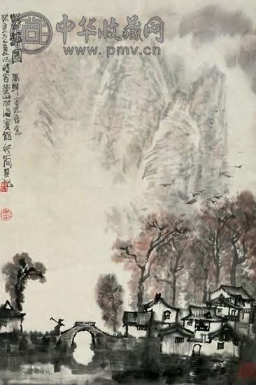 李行简 癸亥(1983年)作 暮韵图 立轴 设色纸本