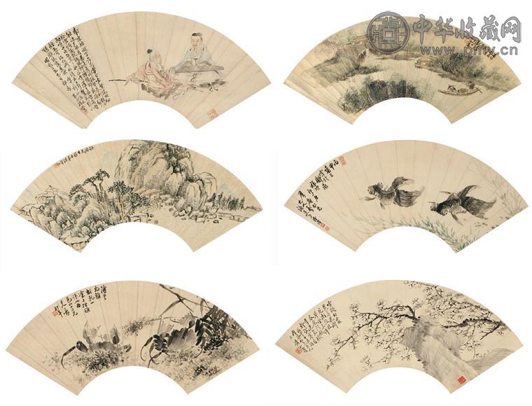 松年 黄山寿 等 花卉小品 立轴 水墨纸本