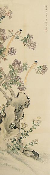 金章 戊辰(1928年)作 花鸟 立轴 设色纸本