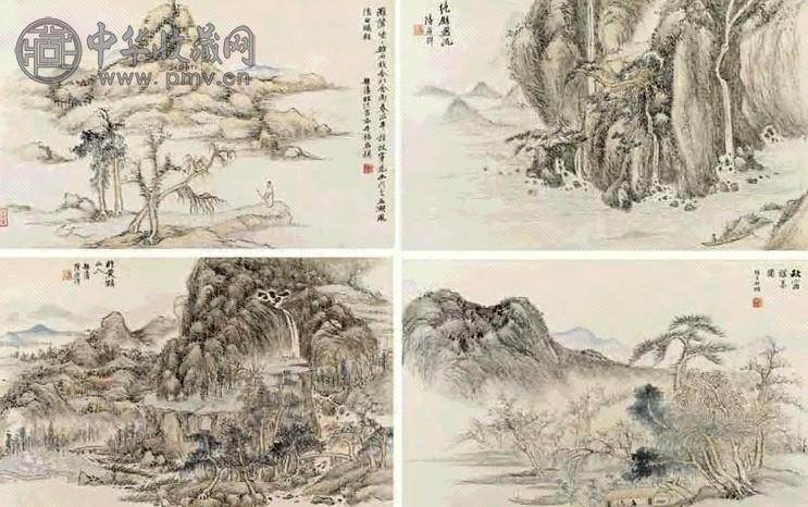 陆应祥 仿古山水 册页(12开选4)