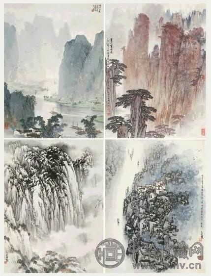 宋文治 丙寅(1986年)作 山水四帧 镜心 设色纸本