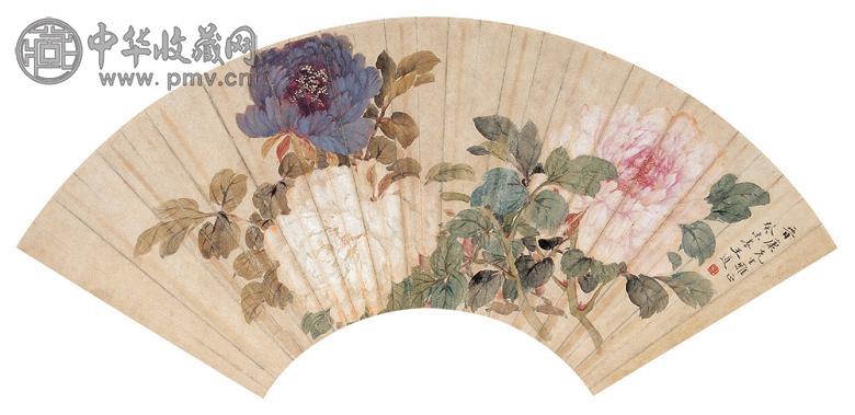 王道 国色天香图 扇面 设色纸本