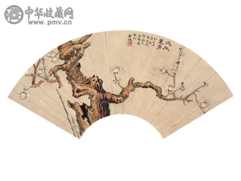 金城 癸亥(1923年)作 梅花 扇面 设色纸本
