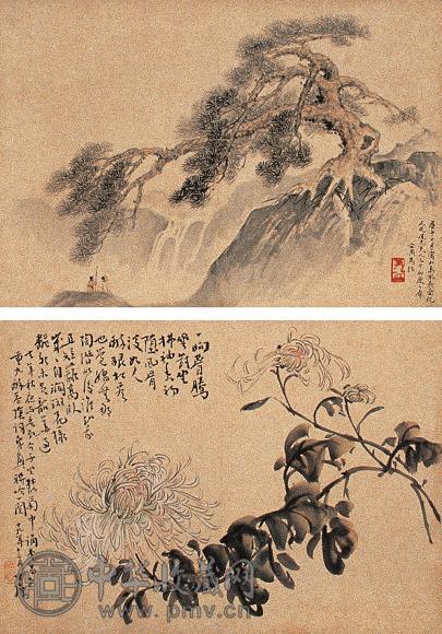 马骀 王师子 谢公展 小品(3挖) 立轴