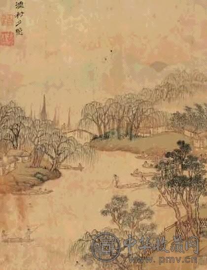 陈尚古 1640年作 潇湘八景 册页(8开选1) 绢本