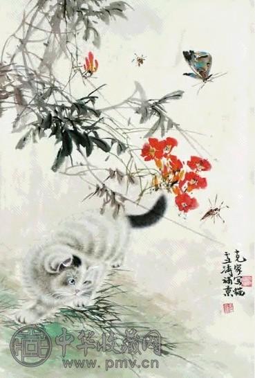 王雪涛 猫 立轴 设色纸本