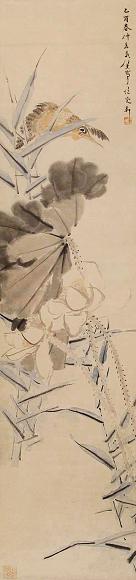 任薰(款) 花鸟 立轴