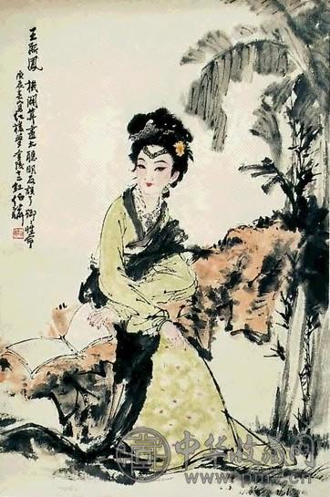 白伯骅 2000年作 王熙凤像 立轴 设色纸本