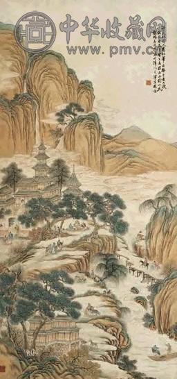 彭旸 1930年作 仿仇英笔意 立轴 设色纸本