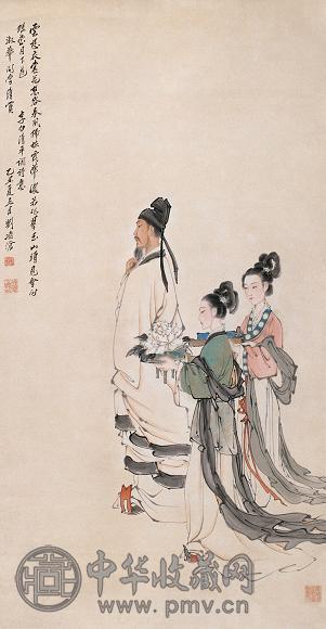 刘凌沧 1985年作 太白诗意图 立轴 设色纸本