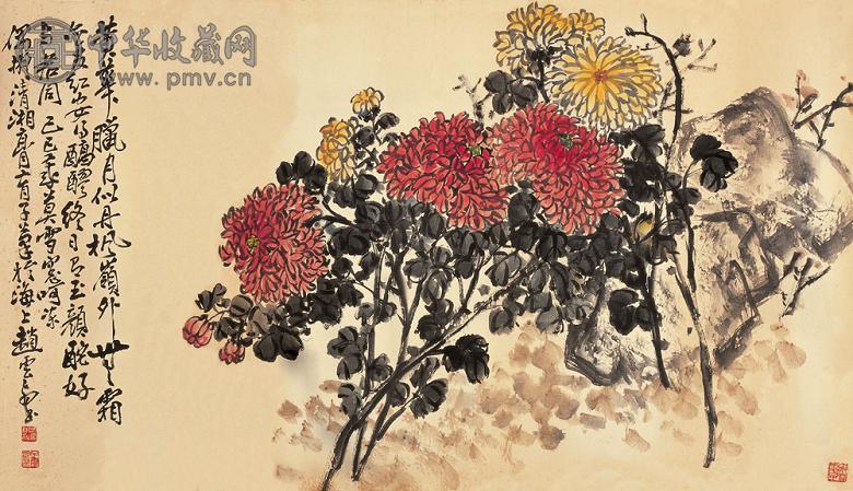 赵云壑 己巳(1929年)作 花卉 镜心 设色纸本