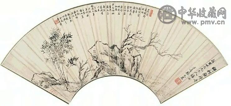 张之万 竹石 镜心 水墨纸本