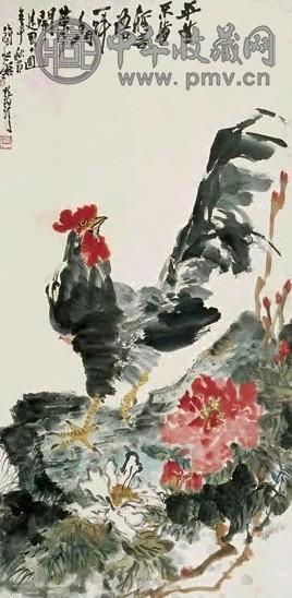 蔡鹤汀 1959年作 富贵大吉 立轴 设色纸本