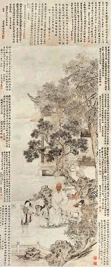 潘恭寿 行乐图 轴