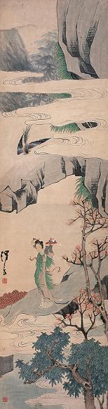 任熊 人物 立轴 设色纸本